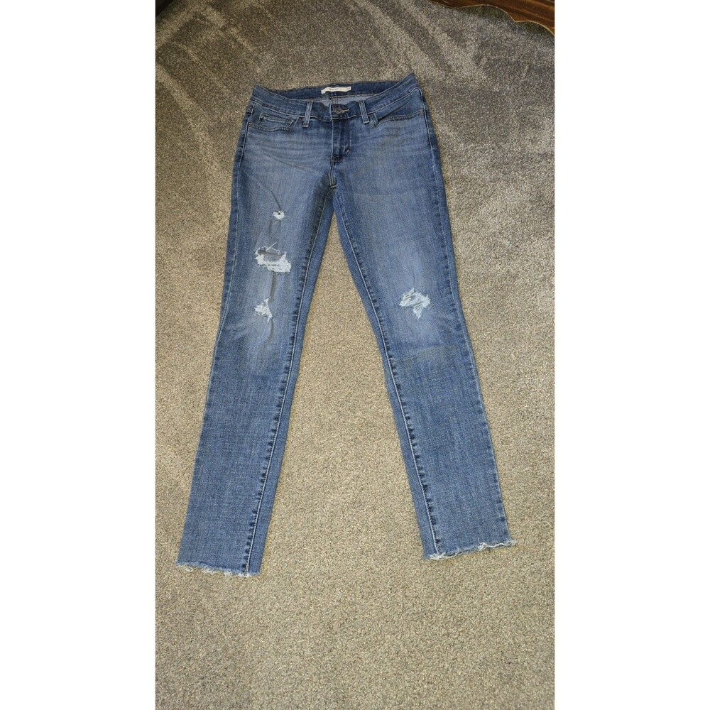 WOMAN'S LEVI'S 711 SKINNY STYLE SIZE:28x28 INSEAM RAW HEM DISTRESSED**WORN 1X**